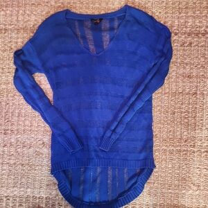 Blue V-Neck Lightweight Spring Casual XS Women's Sweater